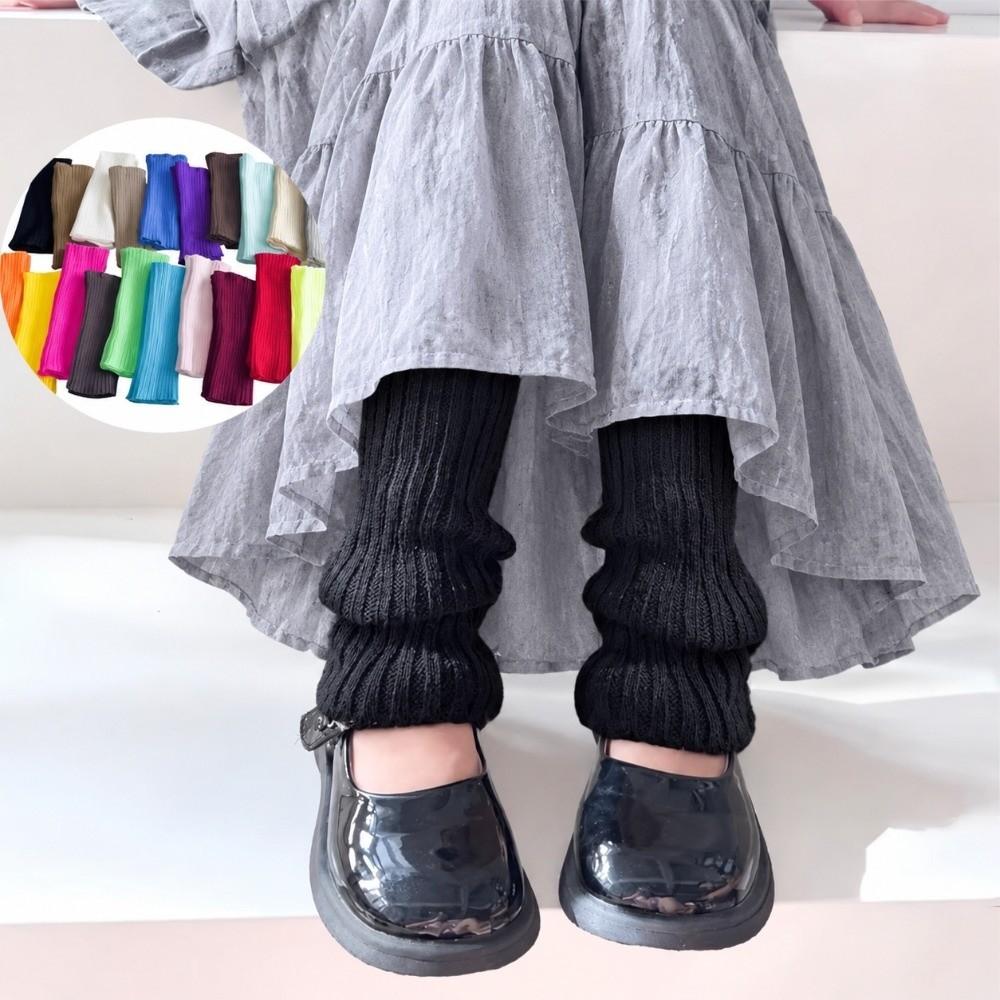 1 Pair Keep Warm Ribbed Leg Warmers Windproof Boot Cuffs Cute Knitted Foot Cover  Kids Girls