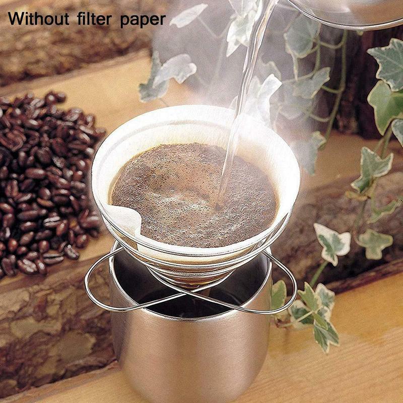 Wiederverwendbarer Kaffeefilterbecher Faltbar Tragbar Feder Mini Edelstahl Espressokocher Tropfer Für Outdoor Camping Zubehör