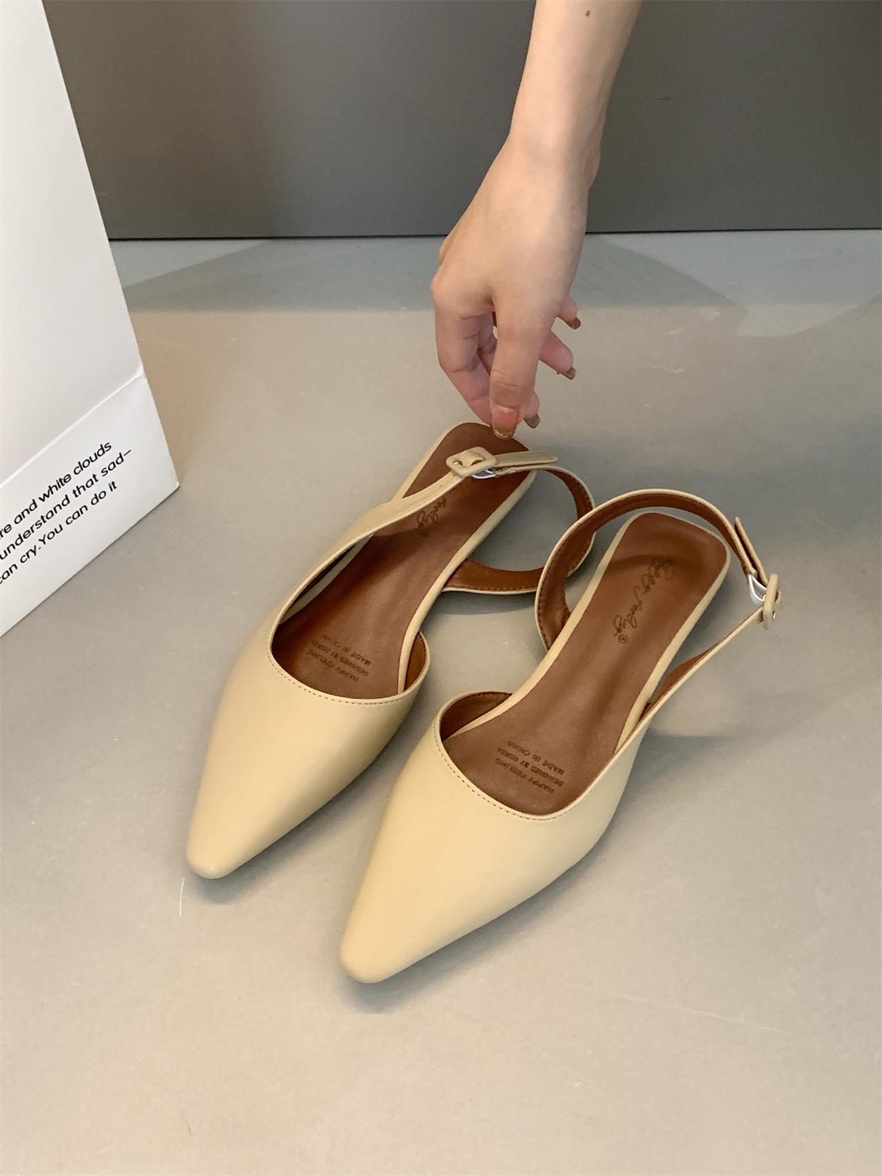 

Bailamos Brand New Flat Sandals Shallow Slip On Women Slingback Shoes Soft Casual Ladies Sandal Flat Heel Outdoor Dress Mules 39 абрикосовий