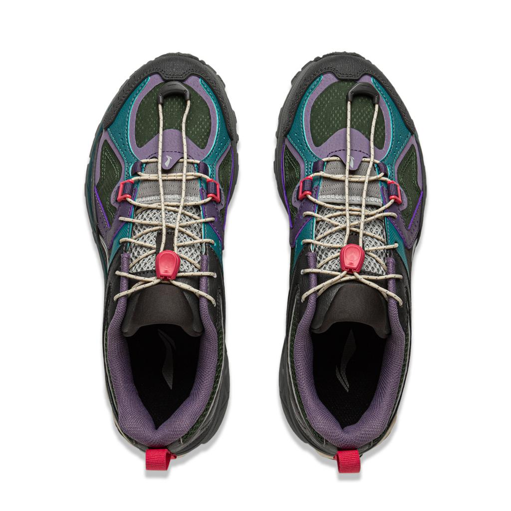 New LiNing Support 2.0 Trail V2 Slip Resistant Abrasion Resistant Low Top Running Shoes Women's Gray Blue ARXU024-2
