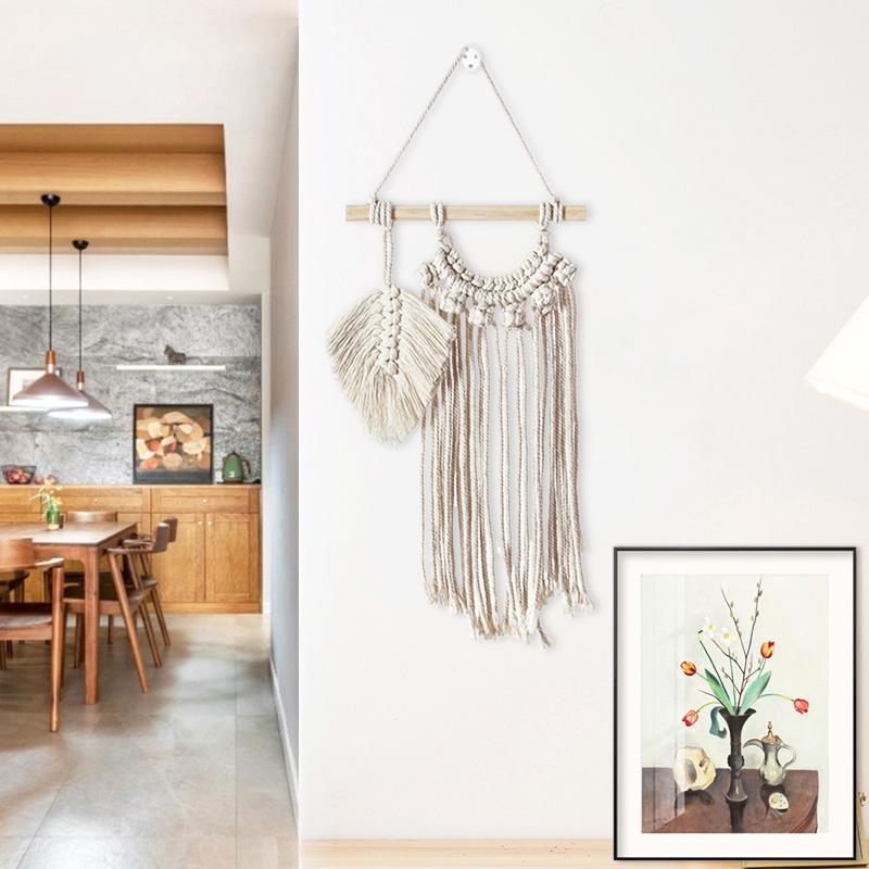 Macrame wall hanging with natural wooden woven tapestry boho home decor baby shower gift Macrame wall hanging with natural wooden woven tapestry boho home decor baby shower gift