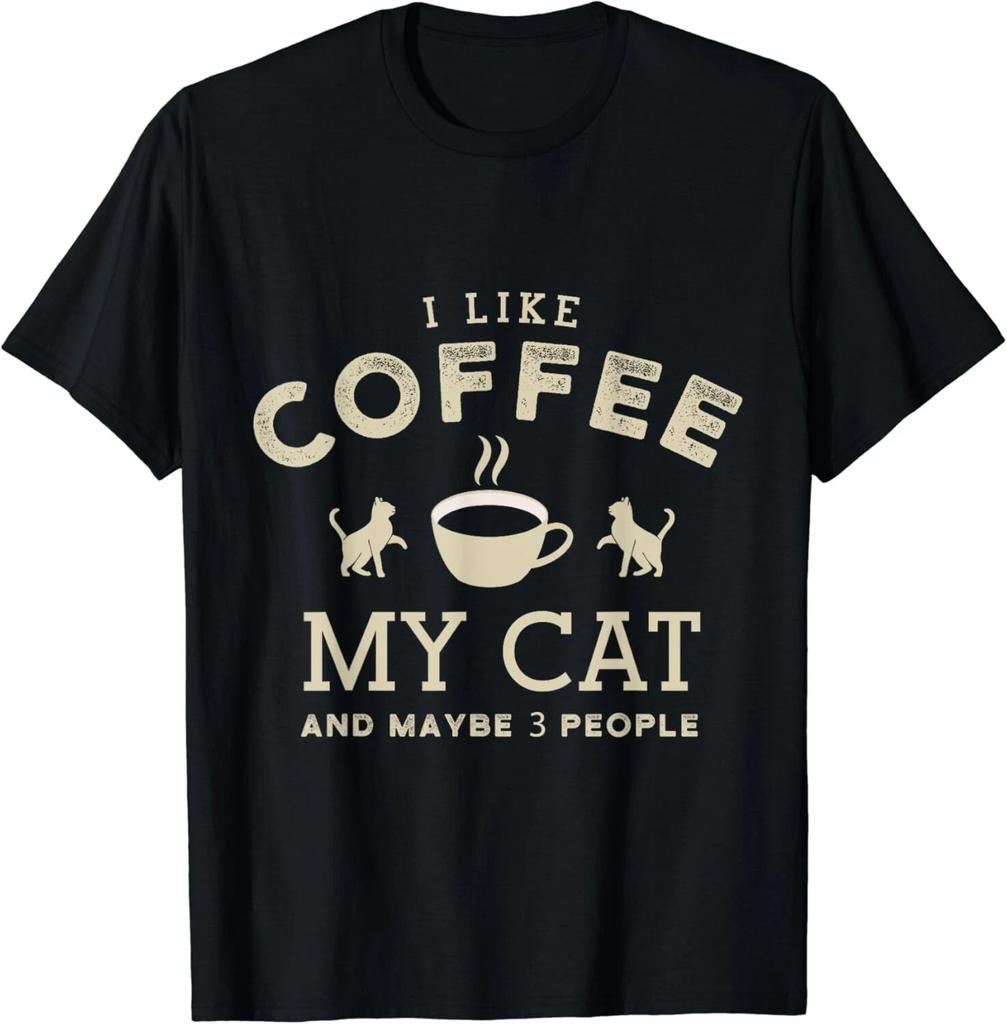 Ich mag Kaffee meine Katzen und vielleicht 3 Leute lustige Katze Kaffee Geschenk Unisex T-Shirt