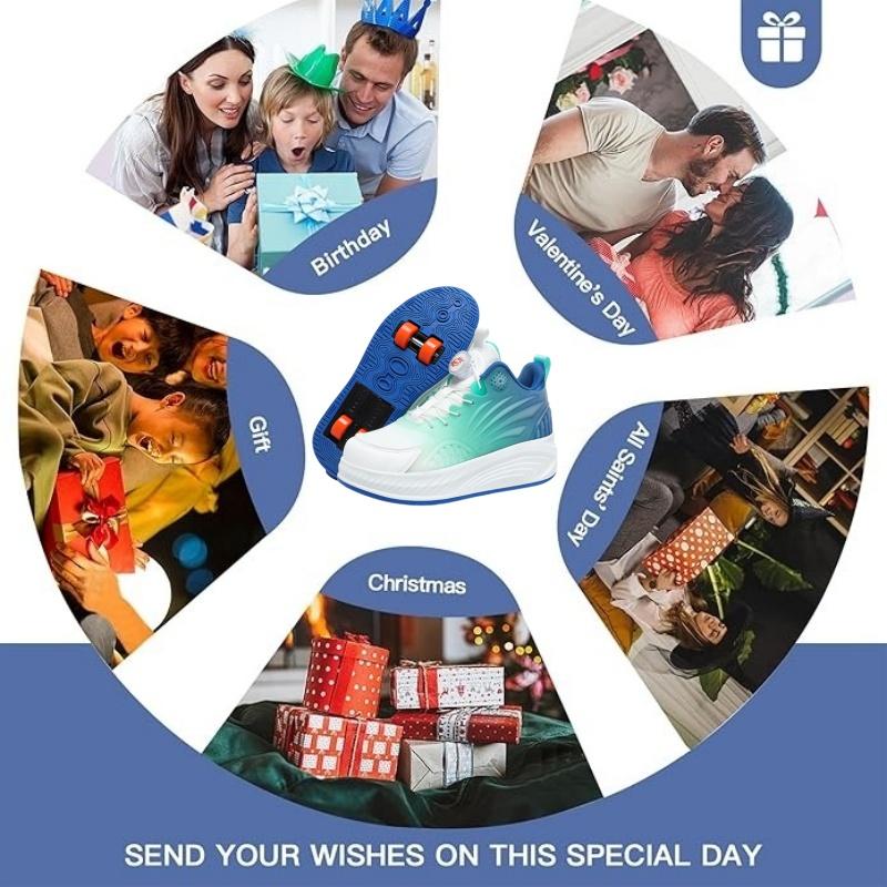 Roller Skates Automatic Invisible Roller Skates Night Luminous Upper Material with Wheels Student Roller Skates