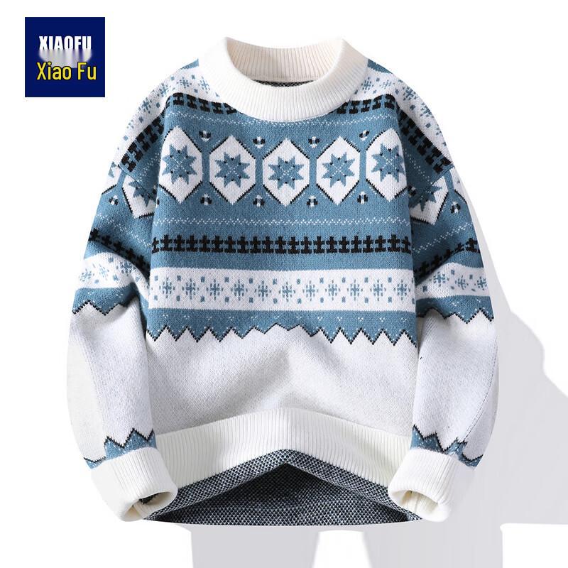 Men s Japanese Retro Jacquard Pullover Sweater XL