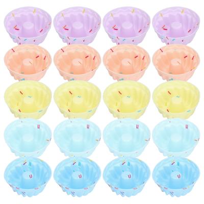 20Pcs Small Cake Cup Baking Mold Reusable Easy Clean Silicone Mini Cupcake HoldersThread Set