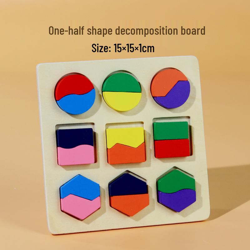 Montessori Geometric Shape Puzzle: Circle, Triangle, Square Board for Color Recognition and Matching