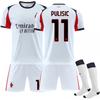 Teens Kids Adults Custome Name Football Kits 2025-26 AC Milan Away #11 PULISIC Sport Training Jersey Set with Socks