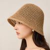 Summer Fisherman Hat Women's Woven Sun Hat Hollow Breathable Holiday Sun Protection Basin Hat