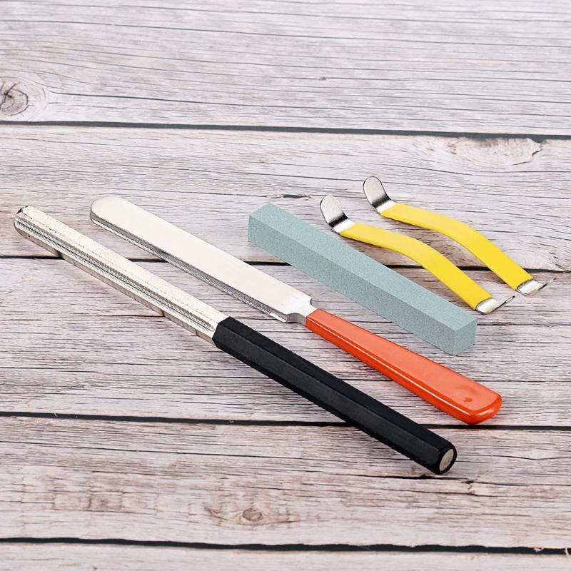 Pack of 5 Professional Fret Maintenance Set Including Fine Crowning File String Distributor for Instrument Repair