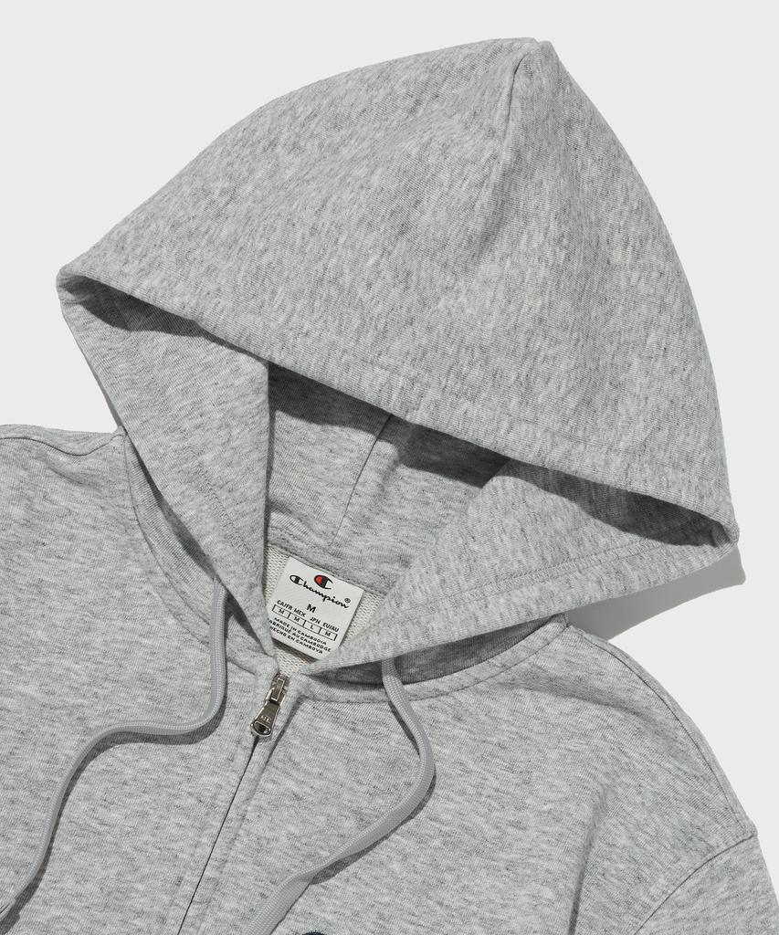 Champion Small Script Logo Zip-Up Hoodie Normal Grey