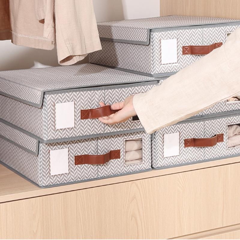 Spacious Bed Sheet Storage Container Nonwoven Materials Dustproof Cover Bedding Organiser With Detachable Lid