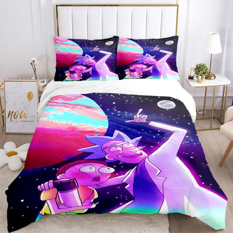 3pcs Rick and Morty Duvet Cover Set, 1 Duvet Cover + 2 Pillowcases (No Insert), High-Definition Print for All Seasons,Durable Yy251103012