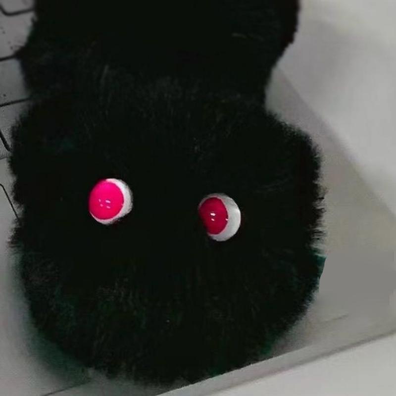 

Cat Blush Cute Plush Keychain Soft Furry Handmade Backpack Souvenir Decoration Black Red
