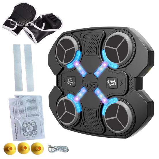 

Музыкальный боксерский тренажер с перчатками Настенный Bluetooth-совместимый электронный смарт-светодиодный боксерский тренировочный мишень для бокса Домашнее оборудование для тренировок чёрный