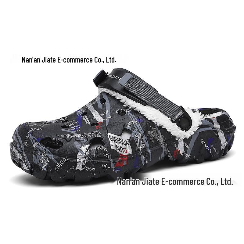 Men's Fleece-Lined Cotton Slippers - Lightweight Plus Size Closed-Toe Shoes