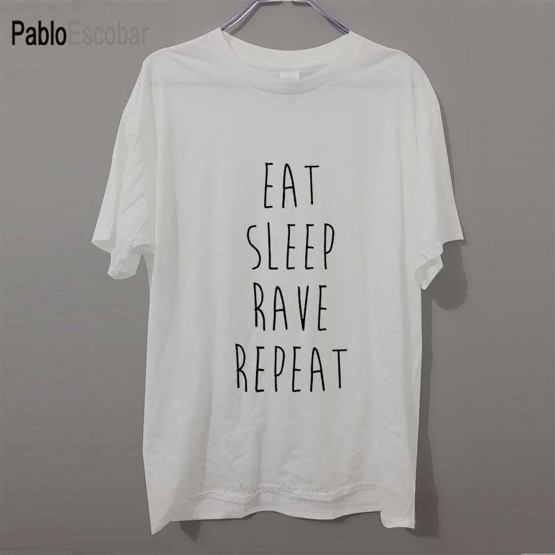 

New Summer EAT SLEEP RAVE REPEAT DANCE SWAG MAN IBIZA T Shirt Men Cotton Short Sleeve T-shirt Tshirt camiseta S