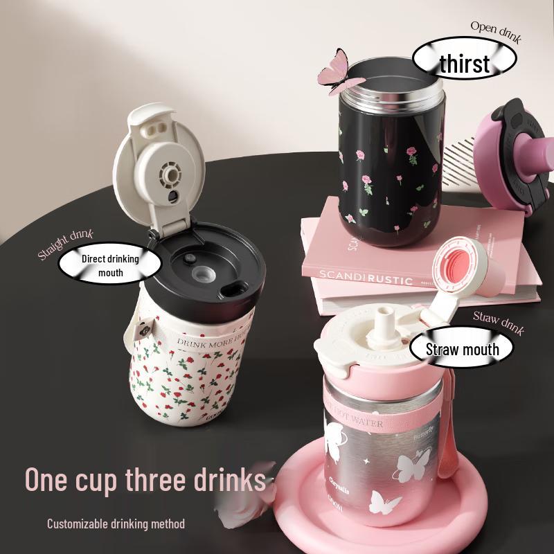 GOOM Seria Fudie Izolowany kubek ze słomką do kawy