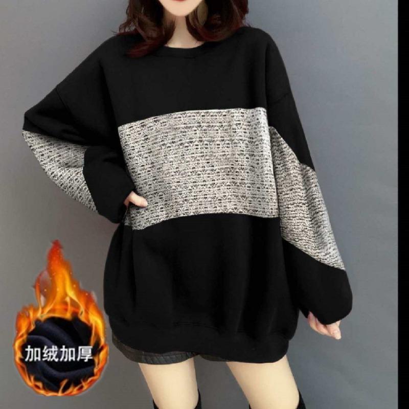 

Women s Loose Casual Hoodie Autumn Winter New Fashion Trend Fleece Lined Thickened Sporty Warm Sweatshirt L чорний
