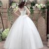 Bridal Wedding Dress Gown White Ivory Lace Floral Sleeveles Skirt