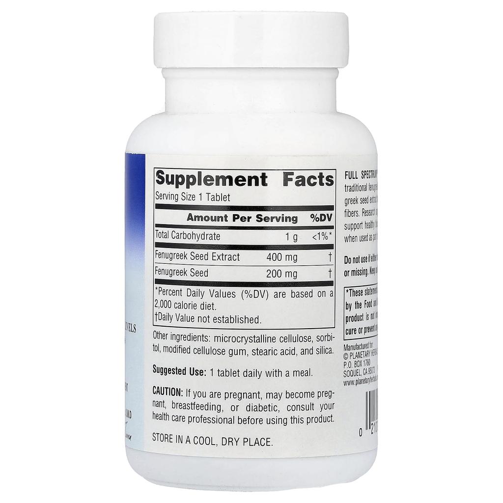 Planetary Herbals, Vollspektrum™, Bockshornklee, 600 mg, 60 Tabletten