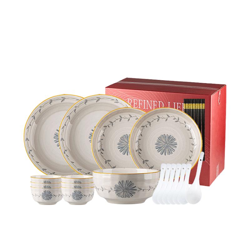 Peiersen Chinese Underglaze 24-Piece Ceramic Dinnerware Set