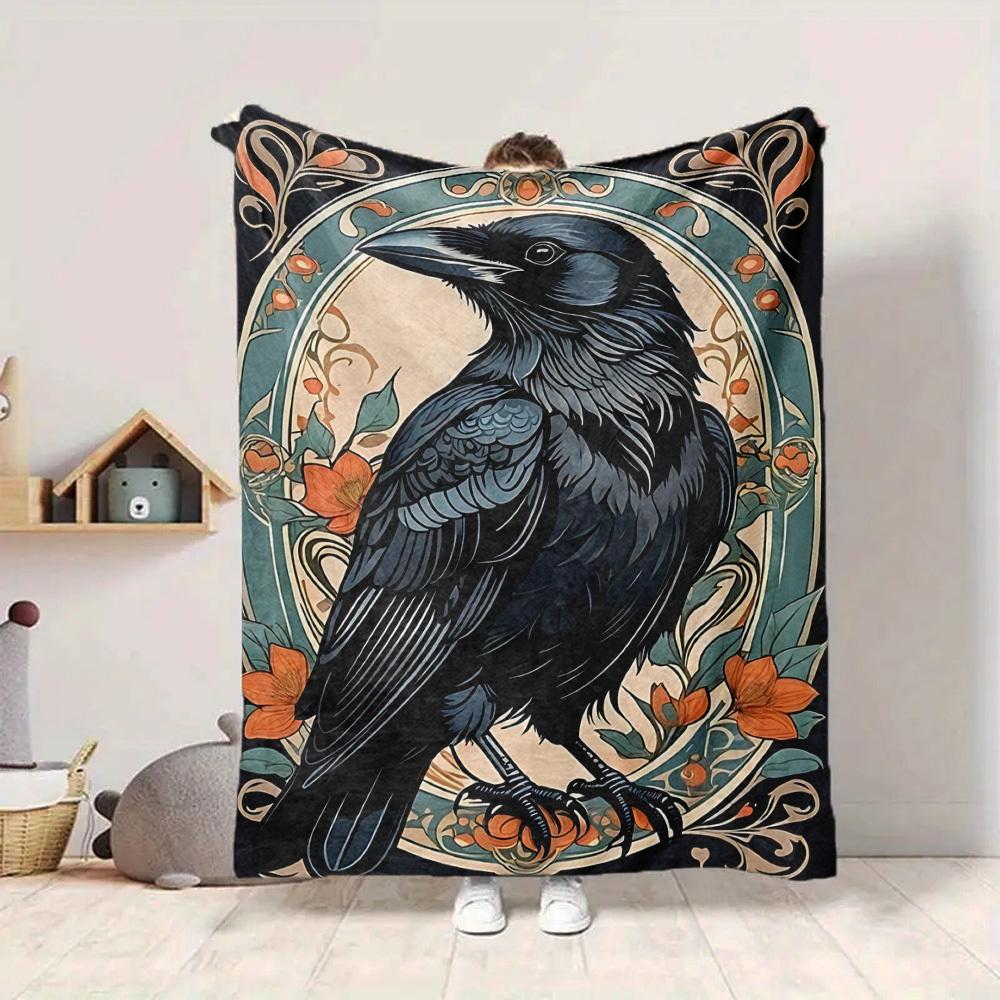 1PC Raven Ornament Blanket, Throw For Sofa, Bed, Travel, Printing Blanket With Soft And Warm Fabric yy250918141