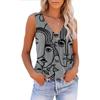 Printed V-neck Sleeveless Plus Size Women Shirt Summer New Fashion Floral Elegant Blouse Women Vintage Casual Office Lady Shirts Tops 24049