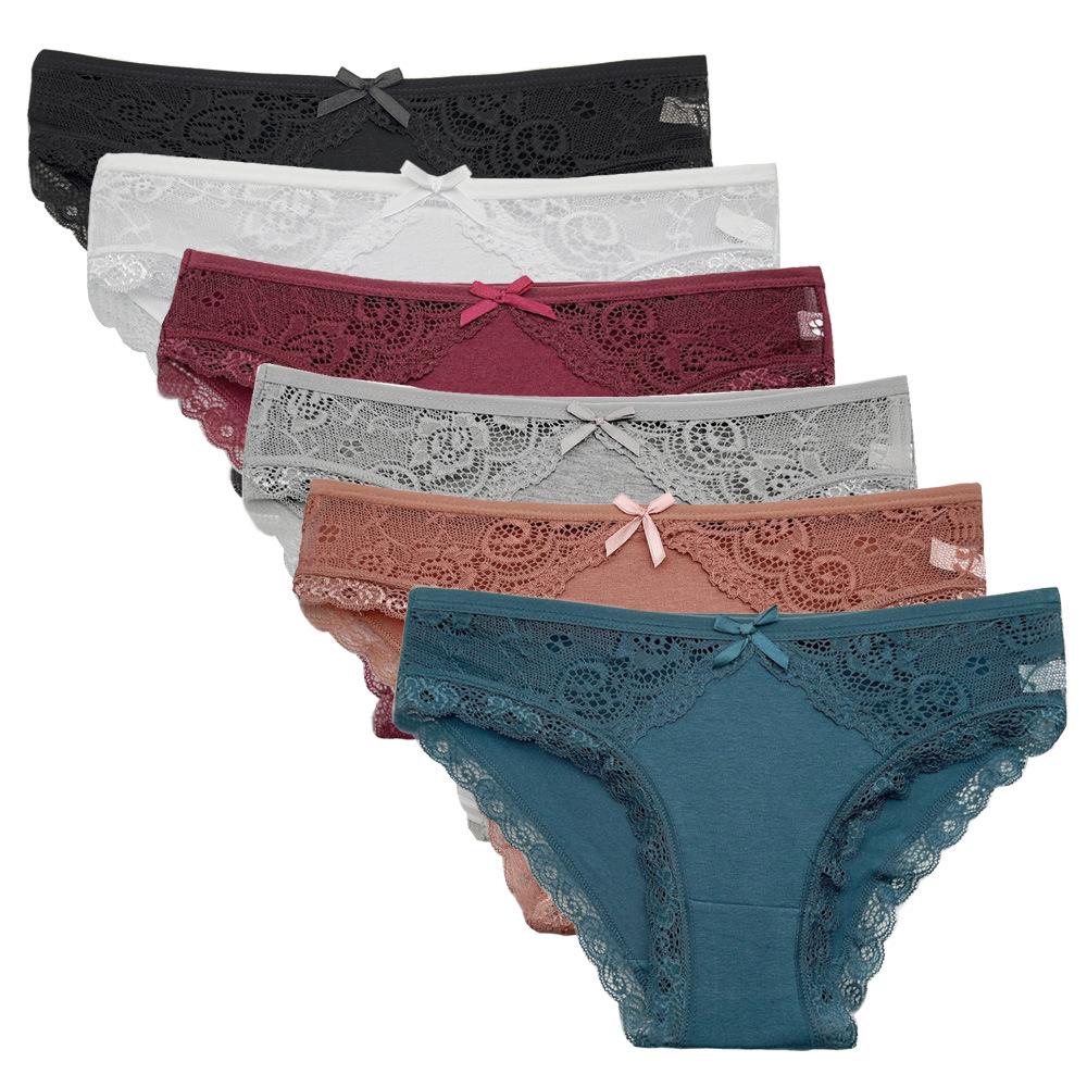 Slip da Donna in Cotone a Vita Bassa con Bordi in Pizzo