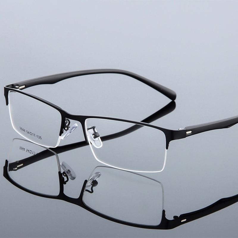 Metal Semi-Rimless Square Prescription Short-shor Eyeglasses with Anti-UV Coating Photochromic Myopia Eyewear 0 -0.5 -0.75 To -6