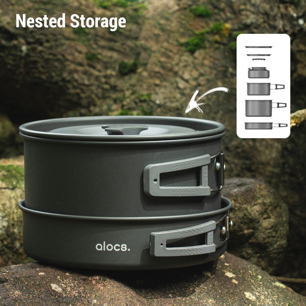 Outdoor Camping Cookware Set Camping Pot Pan and Kettle for Outdoor Backpacking Hiking