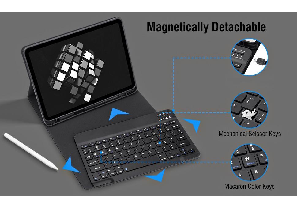 Redmi Pad 2 Bluetooth Keyboard Leather Case - SE11 Magnetic Tablet Cover, Portugal