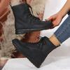 European American Leather Boots 2024 Spring Autumn New Collection Solid Color Large Size Simple Slope Heel Sports Women's Boots