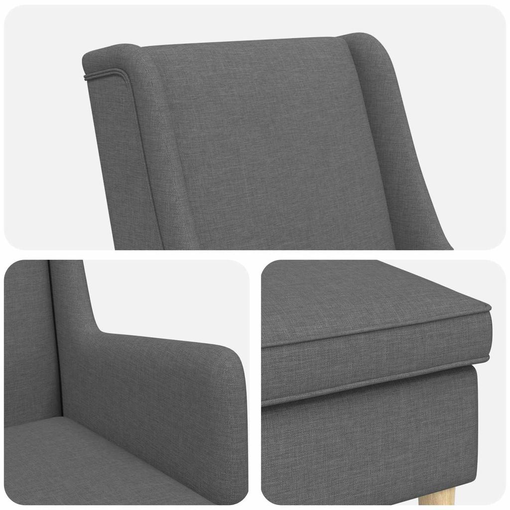 Armchair with Ottoman 2 pcs. Dark Grey Fabric