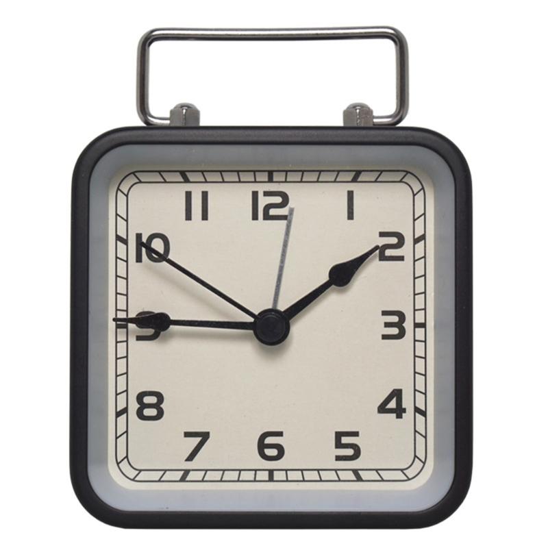 Square Metal Alarm Clock Snooze and Battery Operated Night Light Desk Clock for Bedroom Travel Kitchen Kid Room Hotel