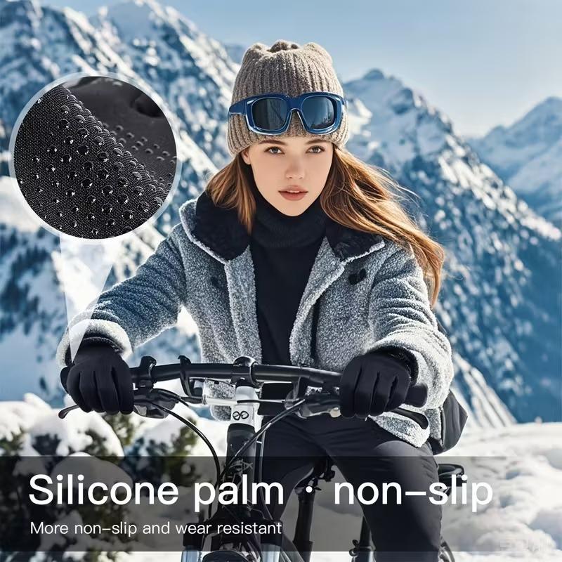 Winter WarmGloves for Men Windproof Waterproof Anti Slip Outdoor Cycling Thick Fleece Lined Touch Screen Gloves for Cold Weather