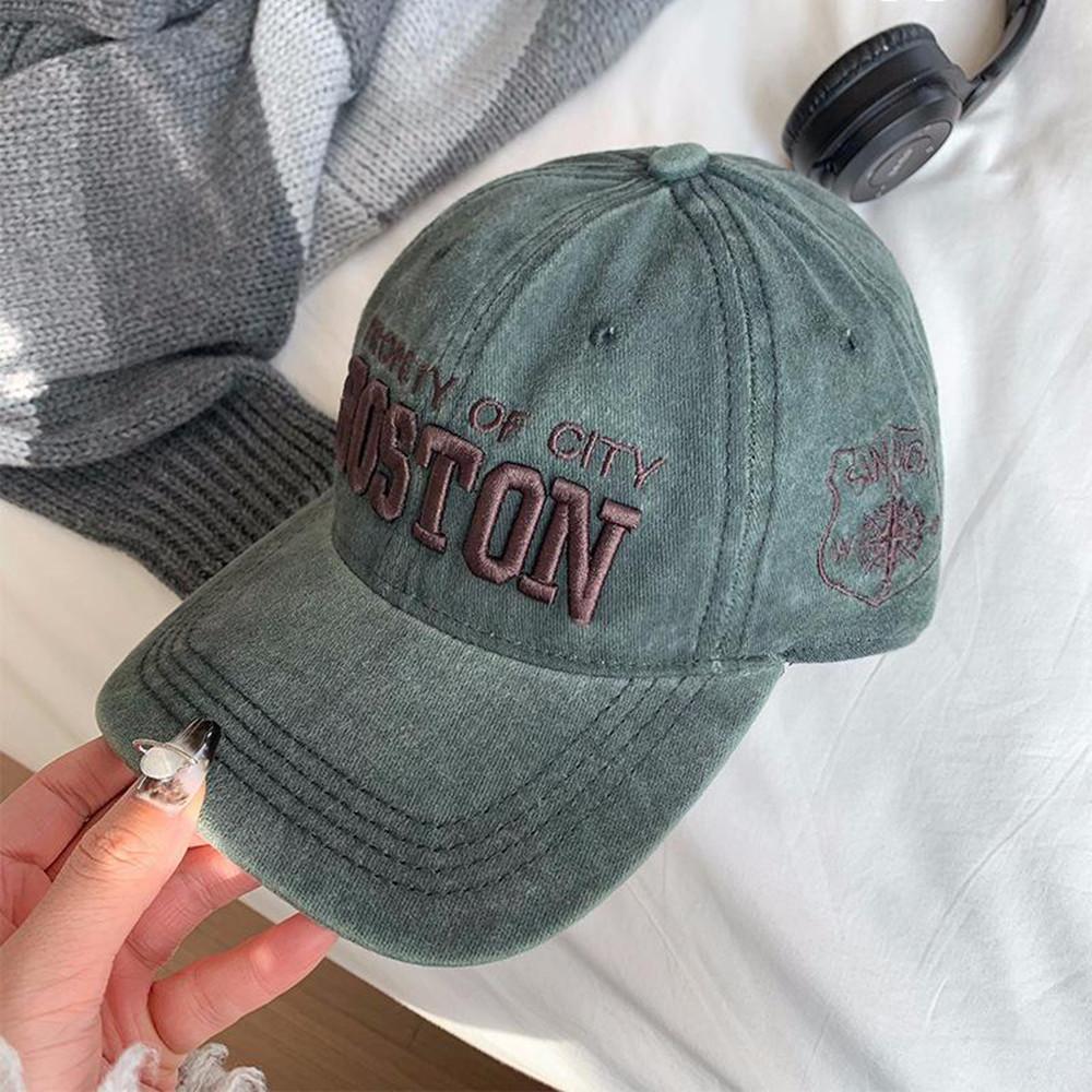 Korean Style Retro Baseball Cap Letter Embroidered Soft Top Versatile Casual Sun Protection Peaked Cap