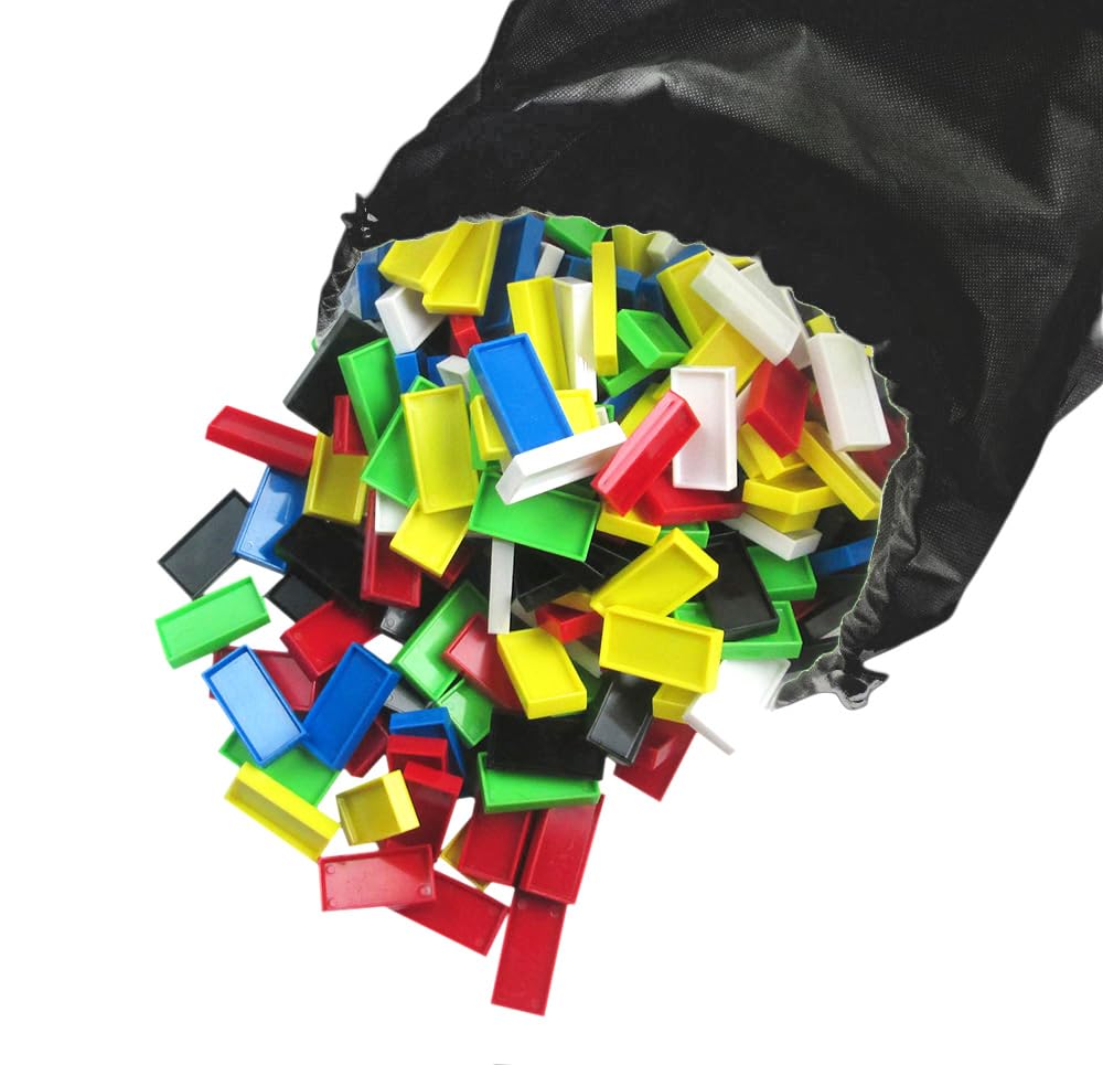 R-STYLE Colorful Plastic Domino Set (400 Dominoes + Gimmick Set) - Enhances Creativity and Concentration While Playing, and Fun for Adults Too!