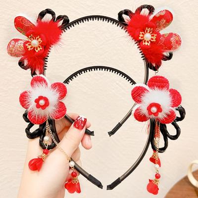 Bentiță pentru copii Articole pentru cap în stil chinezesc Peruca festivă Hanfu pentru Anul Nou Bandă pentru cap Hanfu Cerc pentru păr