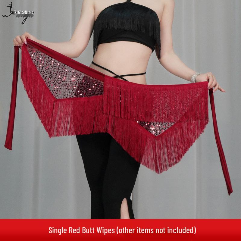 Belly Dance Sequin Tassel Hip Scarf for Stage Performance and Practice