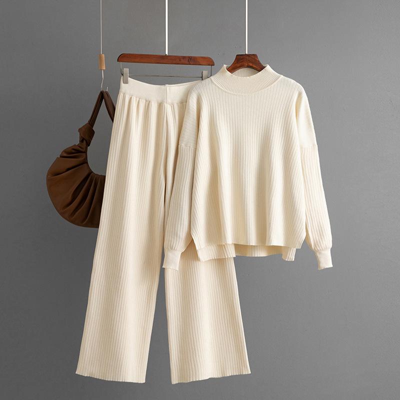Women's Two-piece Set, Solid Color Simple Fashion Casual Loose Sweater Set
