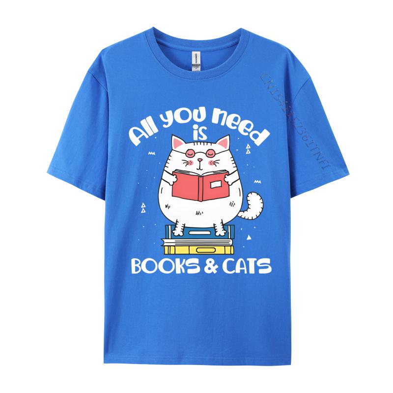 T-shirts Drôles pour Hommes Tout Ce Dont Vous Avez Besoin Ce Sont Des Livres Chats T-shirts Lire Livre T-shirt Mode Coton T-shirts Personnalisé Nouveaux Hauts T-shirts