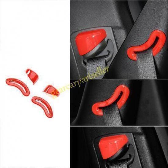 For Jeep Cherokee 14-20222 Fiery Red Seat Belt Buckle Adjust Cover Trim 4PCS