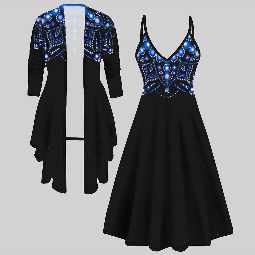 3D Printed Set Dress Coat , Double Color Combination with Simple Design Fashion Print,suitable for Various Scene Fashion Styles
