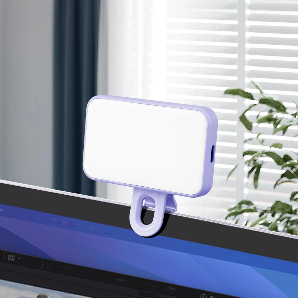 Protable LED Selfie Light Plus Adjustable Brightness Clip-On Phone Camera Rechargeable Fill Light for Mobile Phones&Computers