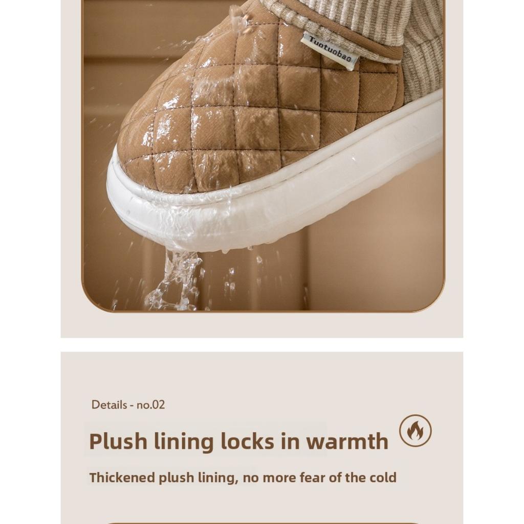 Winter Thick Soled Anti Slip Cotton Shoes for Women, Durable for Home and Outdoor Wear, Warm and Plush Bag Heels, Cotton Shoes for Outdoor Wear