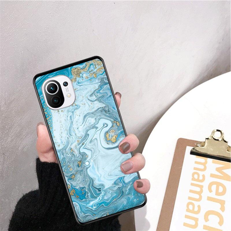 Carcasă de telefon cu marmură albastru închis pentru Xiaomi 12 Mi 10T 11T 11 Pro 10 10T 11 lite 10pro 11Ultra Poco X3 Pro Poco F3 M3