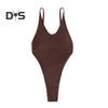 Dámské sexy monokiny plavky s výstřihem do V, bez rukávů, design bez zad, jednodílné bikiny střih zlepšující postavu