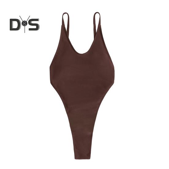 Dámské sexy monokiny plavky s výstřihem do V, bez rukávů, design bez zad, jednodílné bikiny střih zlepšující postavu