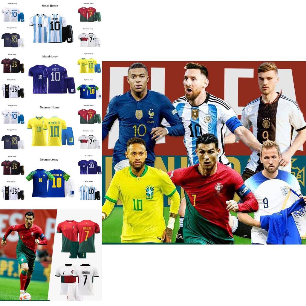 Qatar Messi Ronaldo Neymar Müller Argentina Brazil Fr Soccer Jersey Adults Kids