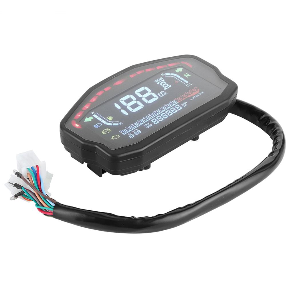 Universeller Motorrad-Kilometerzähler LED LCD Digitaler Tachometer Drehzahlmesser Instrument